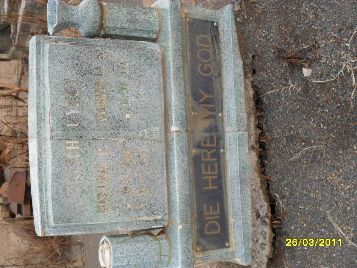 OOSTHUYZEN Hendrik P. 192?-1993  &amp; Ambrenia S. 1927-