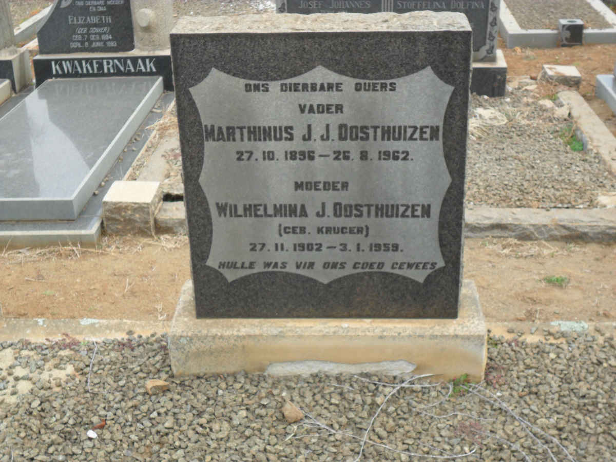 OOSTHUIZEN Marthinus J.J. 1896-1962 &amp; Wilhelmina J. KRUGER 1902-1959