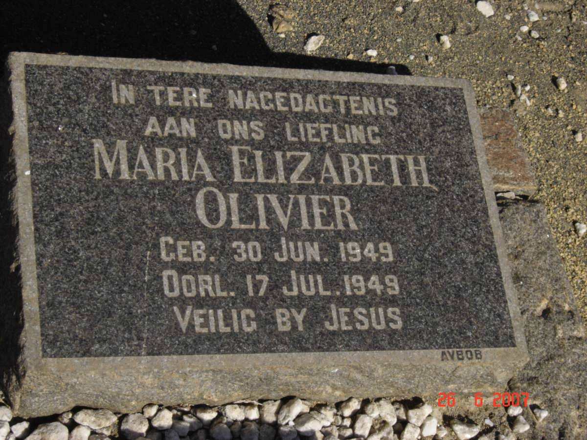 OLIVIER Maria Elizabeth 1949-1949
