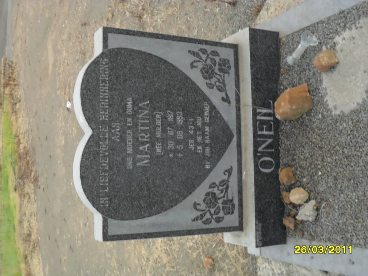 O'NEIL Martina nee MULDER 1917-1993