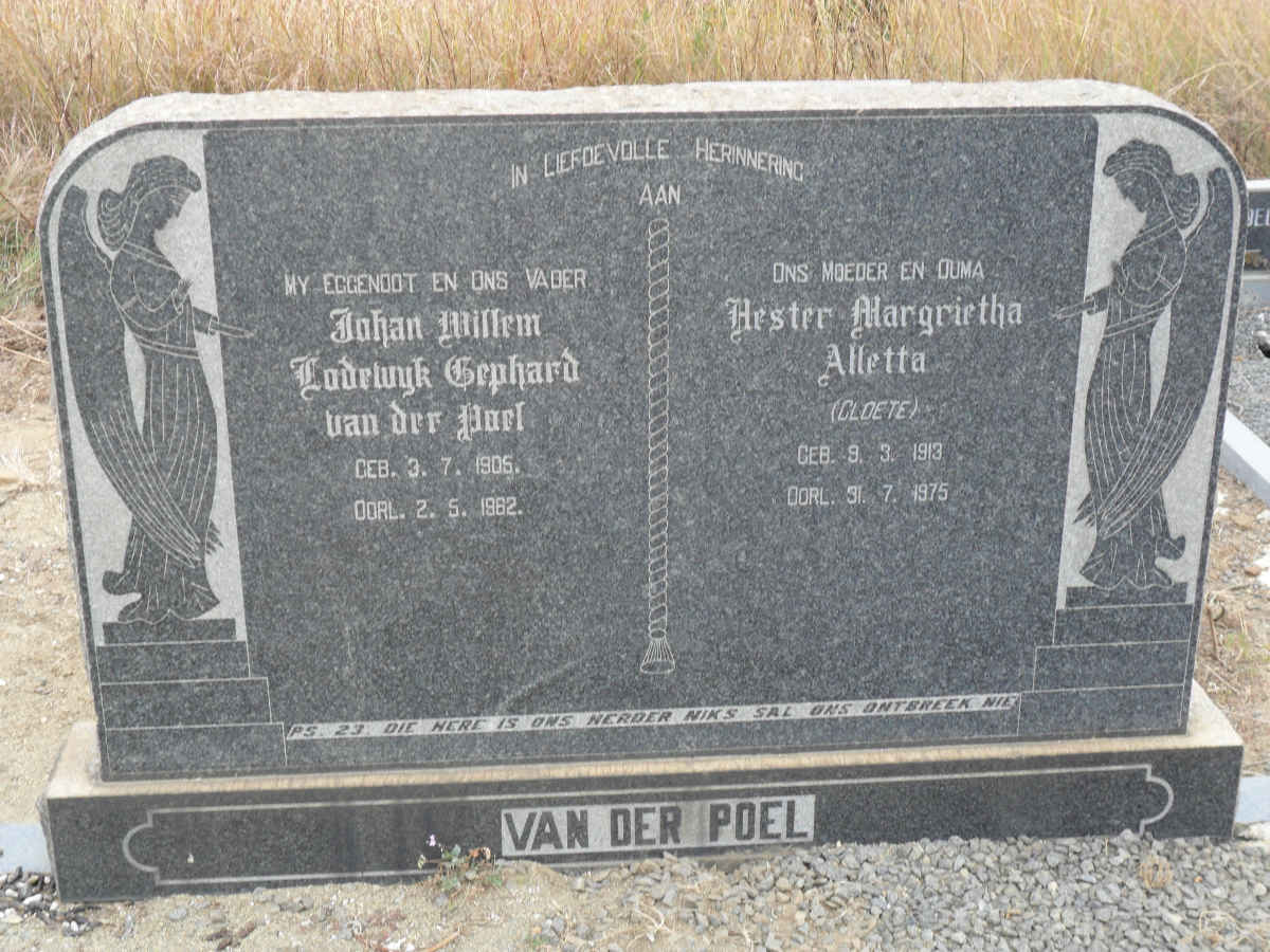 POEL Johan Willem Lodewyk Gephard, van der 1905-1962 &amp; Hester Margrietha Aletta CLOETE 1913-1975