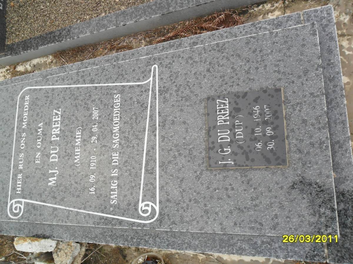 PREEZ M.J., du 1910-2007 :: J.G. 1946-2007