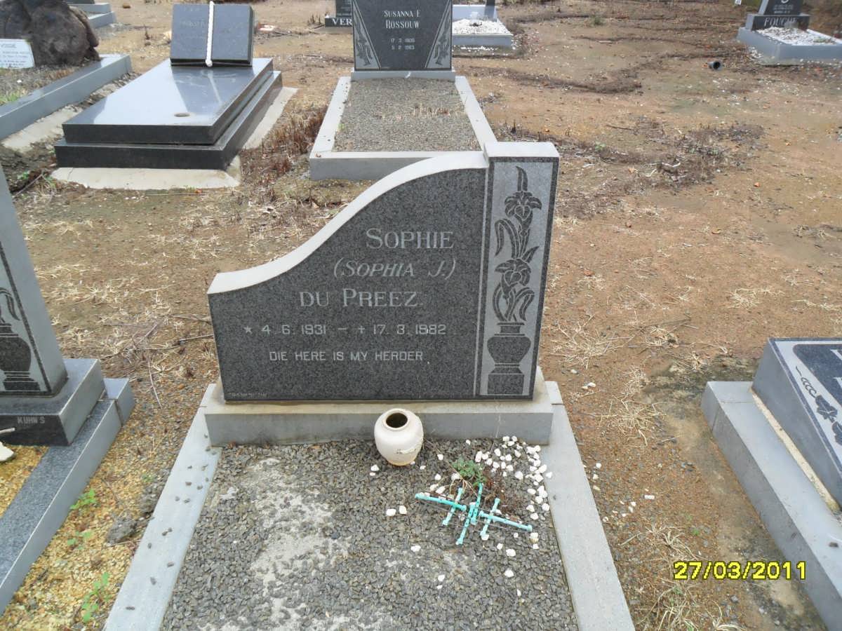 PREEZ Sophia J., du 1931-1982