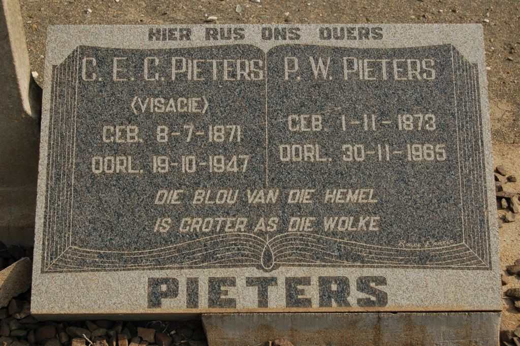 PIETERS P.W. 1873-1965 &amp; C.E.G. VISAGIE 1871-1947