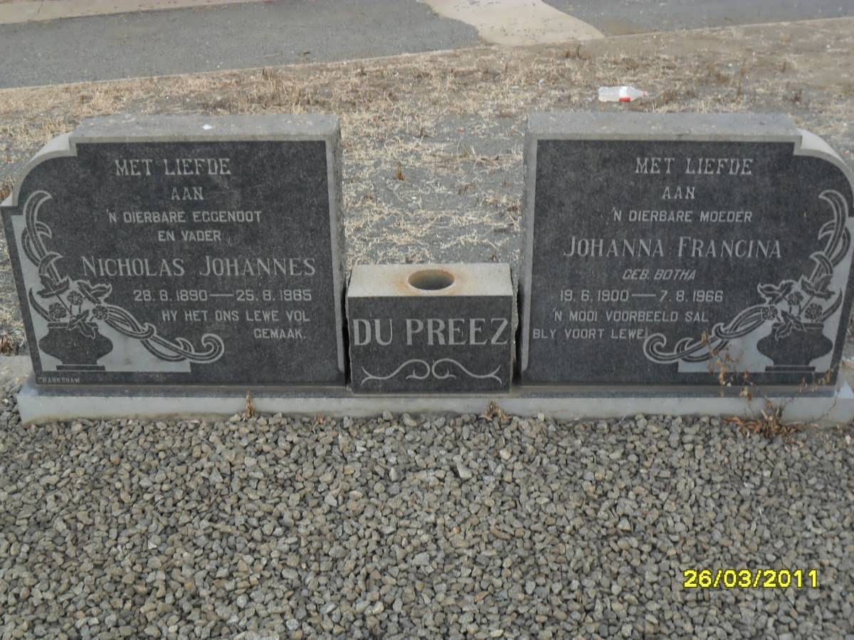 PREEZ Nicholas Johannes, du 1890-1985 &amp; Johanna Francina BOTHA 1900-1966
