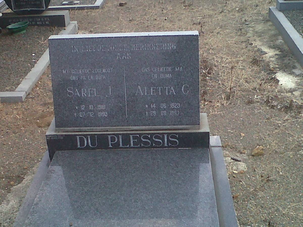 PLESSIS Sarel J., du 1918-1990 &amp; Aletta C. 1923-1997