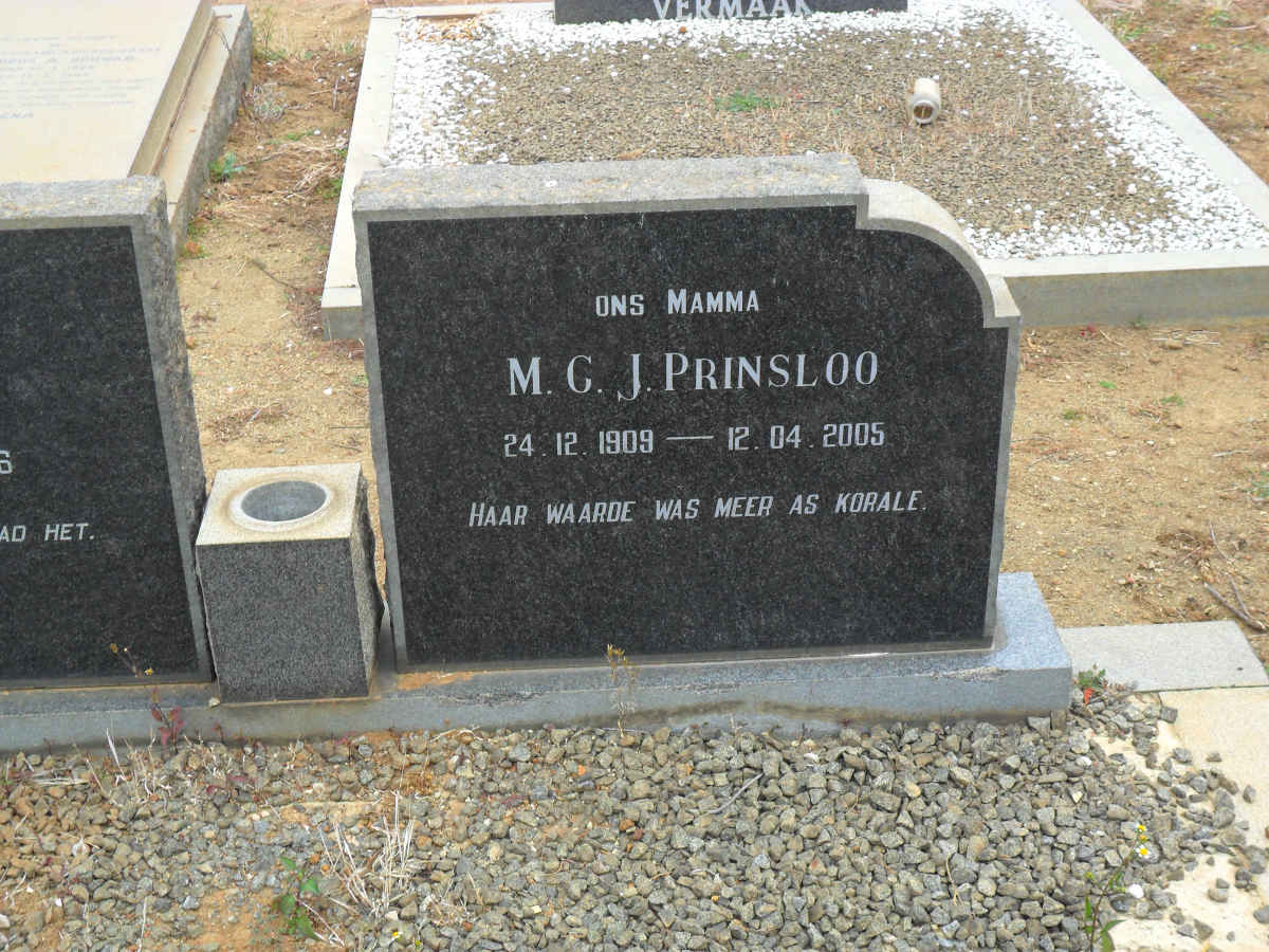PRINSLOO M.C.J. 1909-2005