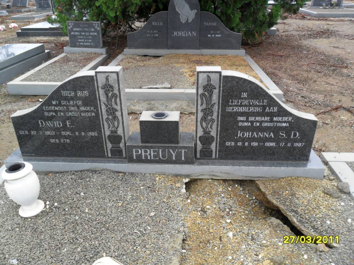 PREUYT David E. 1903-1980 &amp; Johanna S.D. 1911-1987