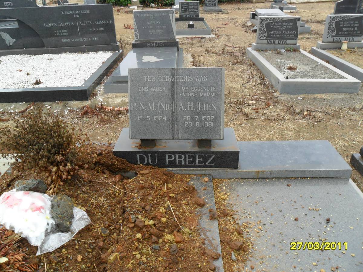 PREEZ P.N.M., du 1924- &amp; A.H. 1932-1981