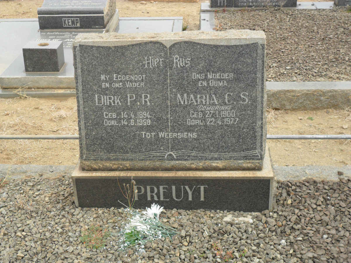 PREUYT Dirk P.R. 1894-1958 &amp; Maria C.S. COMBRINK 1900-1977