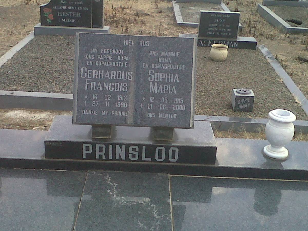 PRINSLOO Gerhardus Francois 1913-1990 &amp; Sophia Maria 1915-2000