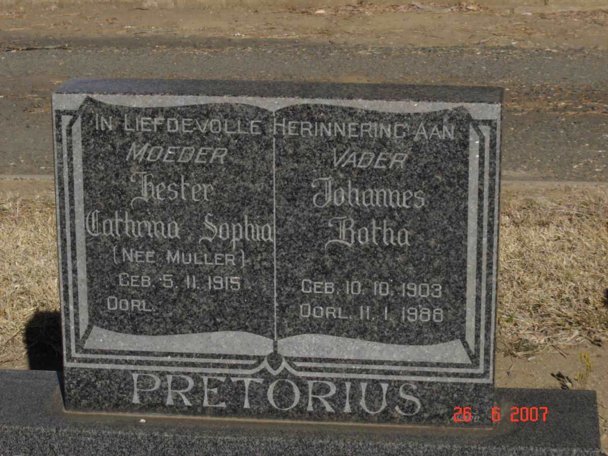 PRETORIUS Johannes Botha 1903-1988 &amp; Cathrina Sophia MULLER 1915-