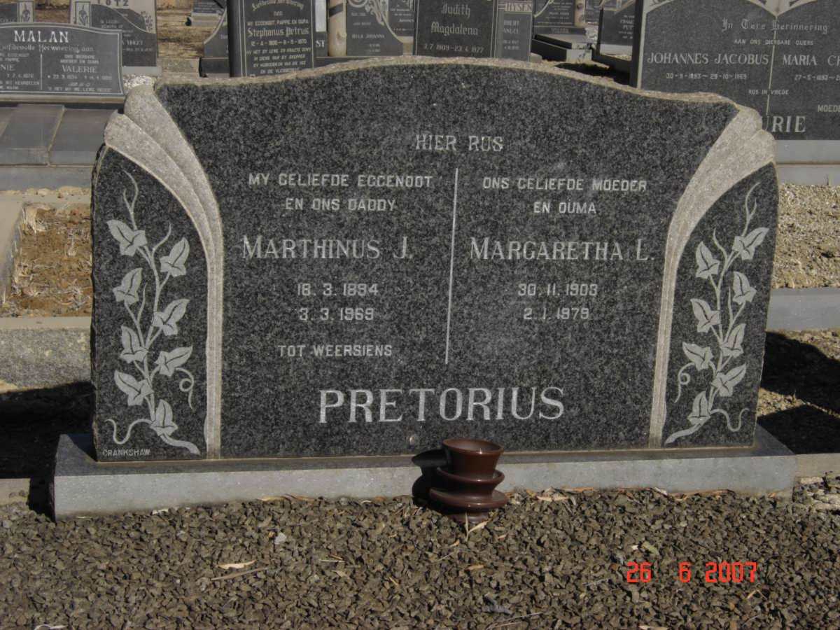PRETORIUS Marthinus J. 1894-1969 &amp; Margaretha L. 1903-1979