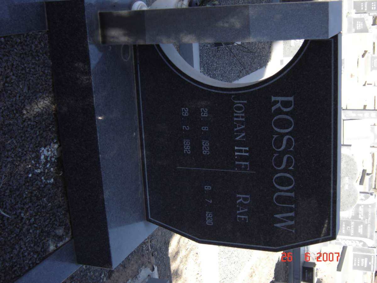 ROSSOUW Johan H.F. 1926-1992 &amp; Rae 1930-