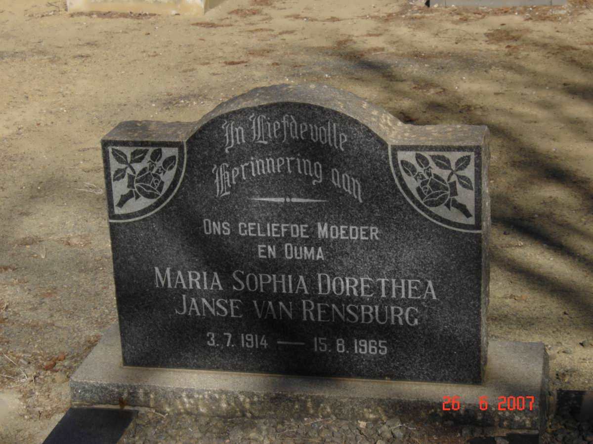 RENSBURG Maria Sophia Dorethea, Janse van 1914-1965