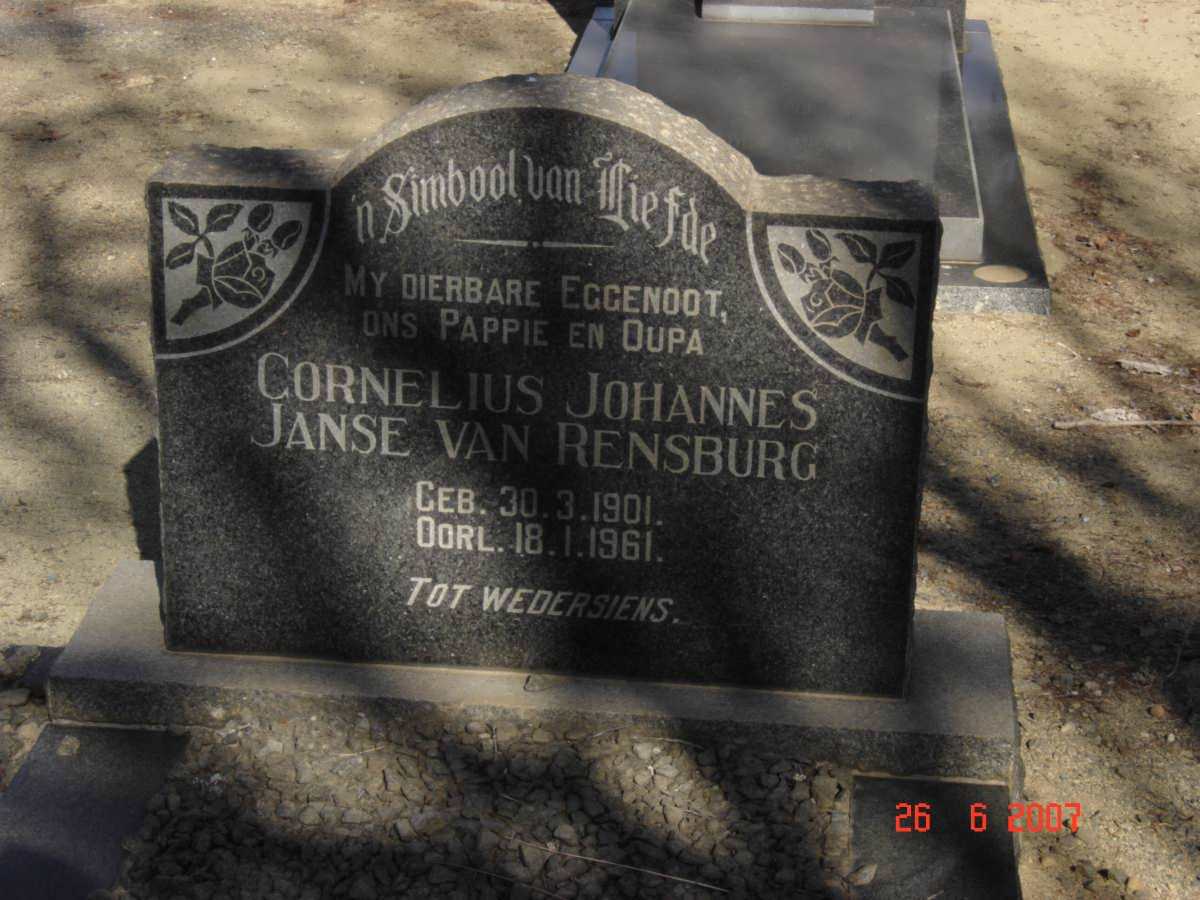 RENSBURG Cornelius Johannes, Janse van 1901-1961
