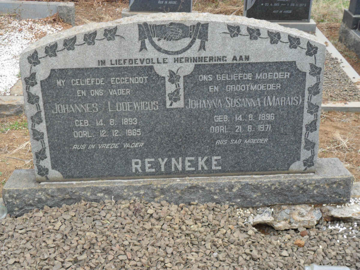 REYNEKE Johannes Lodewicus 1893-1965 &amp; Johanna Susanna MARAIS 1896-1971
