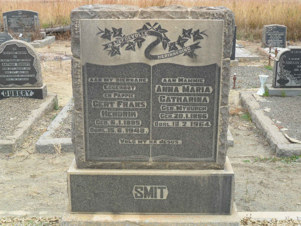 SMIT Gert Frans Hendrik 1885-1948 &amp; Anna Maria Catharina MYBURGH 1886-1964