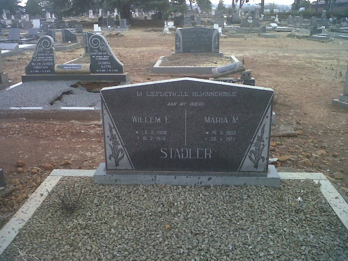 STADLER Willem E. 1908-1976 &amp; Maria M. 1903-1977