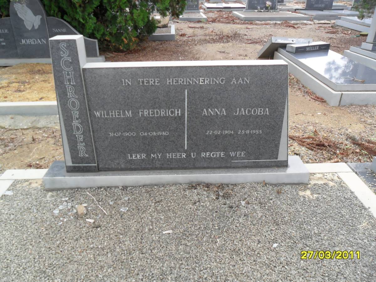 SCHROEDER Wilhelm Fredrich 1900-1980 &amp; Anna Jacoba 1904-1985