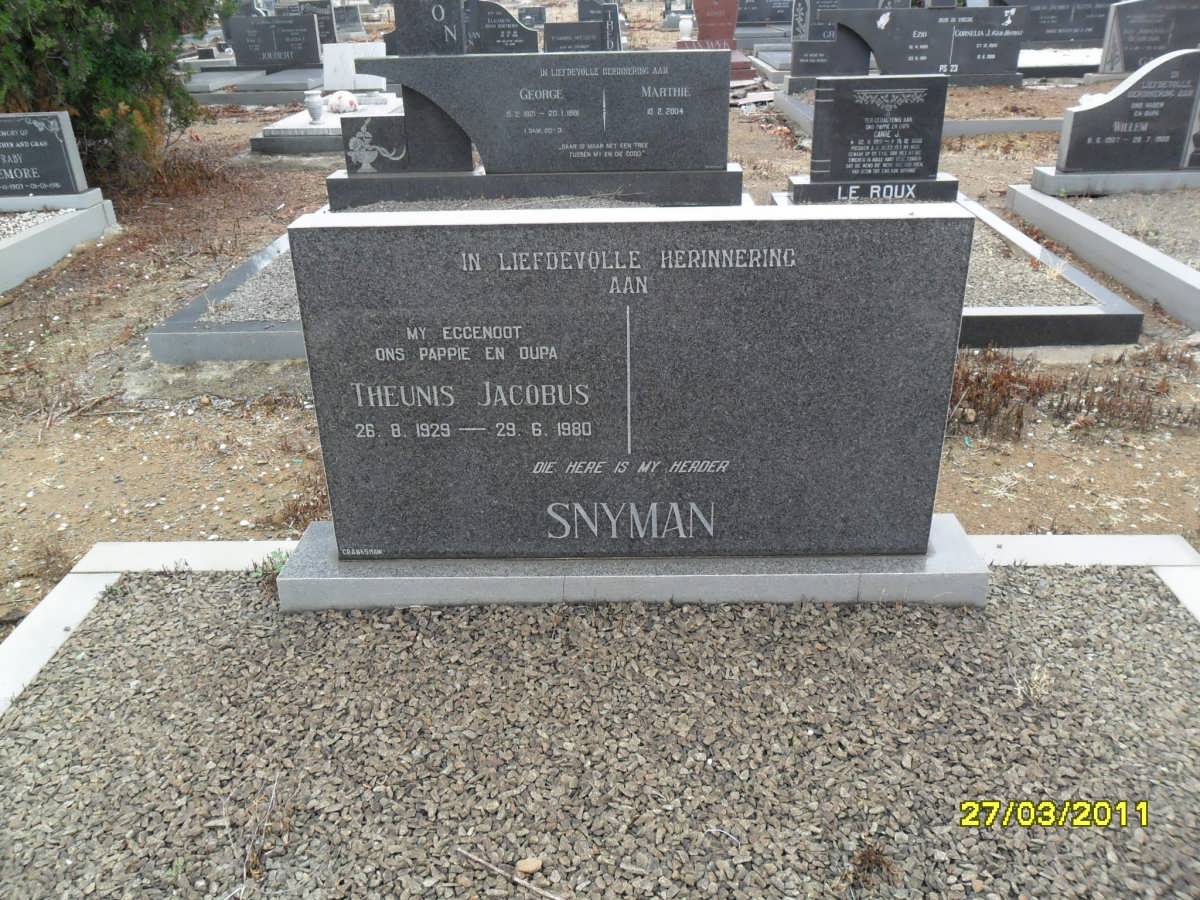 SNYMAN Theunis Jacobus 1929-1980