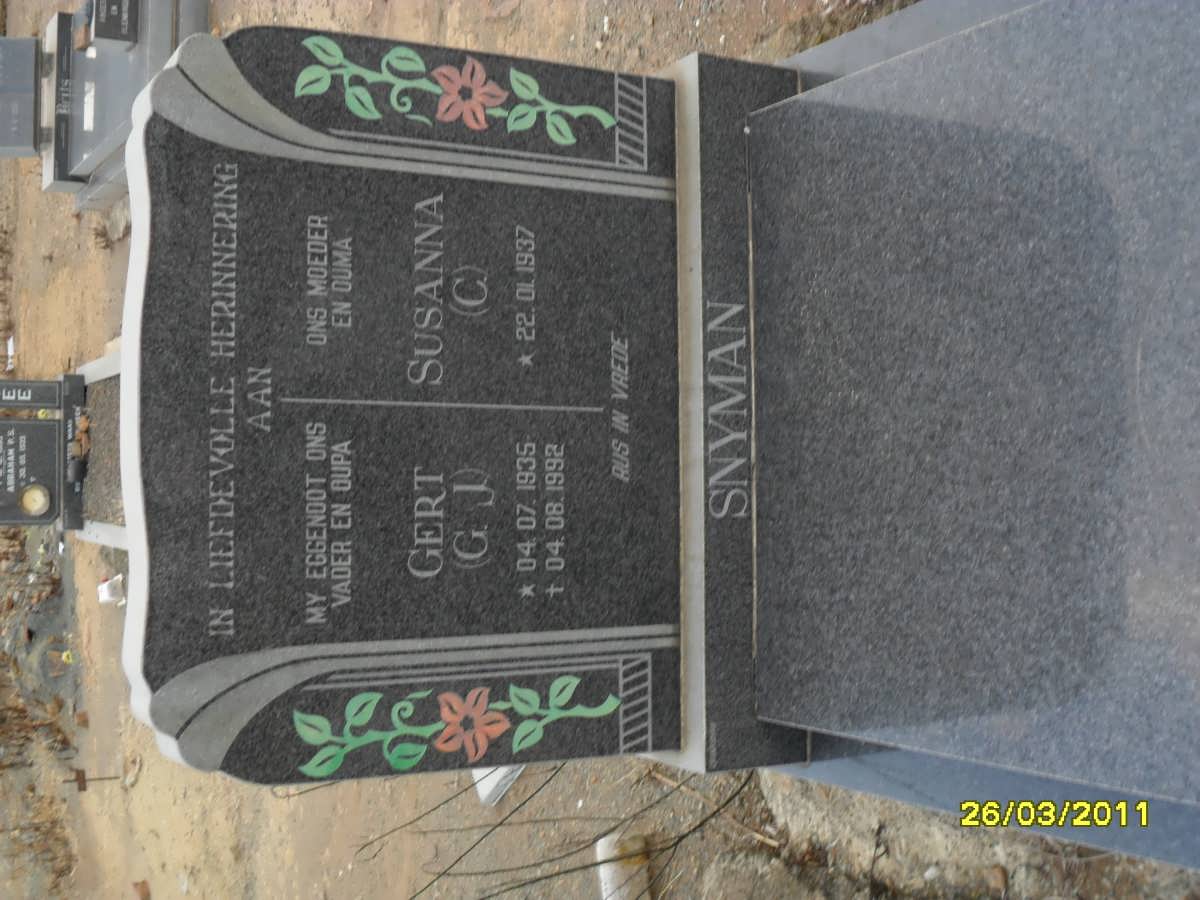 SNYMAN G.J. 1935-1992 &amp; C. 1937-