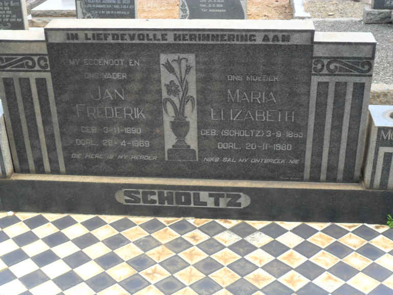 SCHOLTZ Jan Frederik 1890-1969 &amp; Maria Elizabeth SCHOLTZ 1895-19??