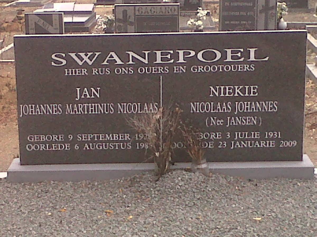 SWANEPOEL Johannes Marthinus Nicolaas 192?-1985 &amp; Nicolaas Johannes JANSEN 1931-2009
