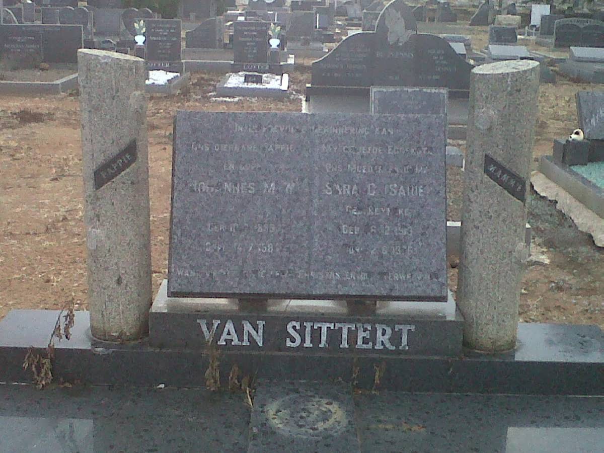SITTERT Johannes M.W., 18??-198? van &amp; Sara C. REYNEKE 1913-1976