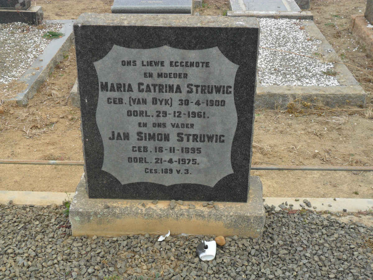 STRUWIG Jan Simon 1895-1975 &amp; Maria Cathrina VAN DYK 1900-1961