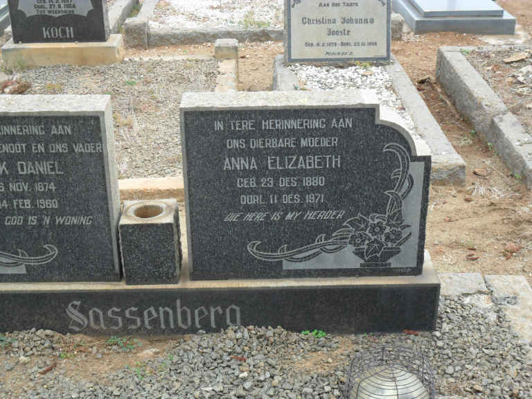 SASSENBERG Anna Elizabeth 1880-1971