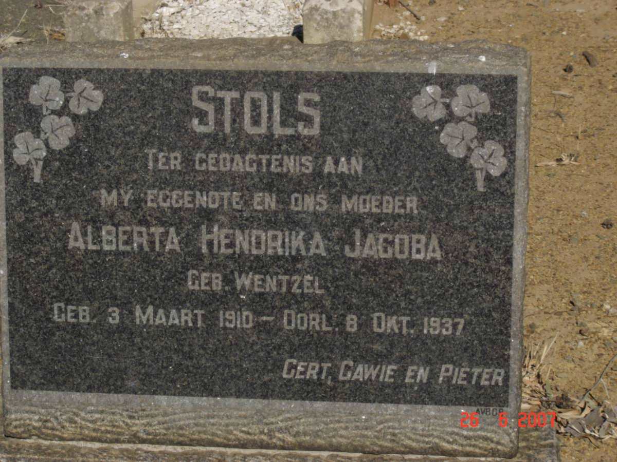 STOLS Alberta Hendrika Jacoba nee WENTZEL 1910-1937