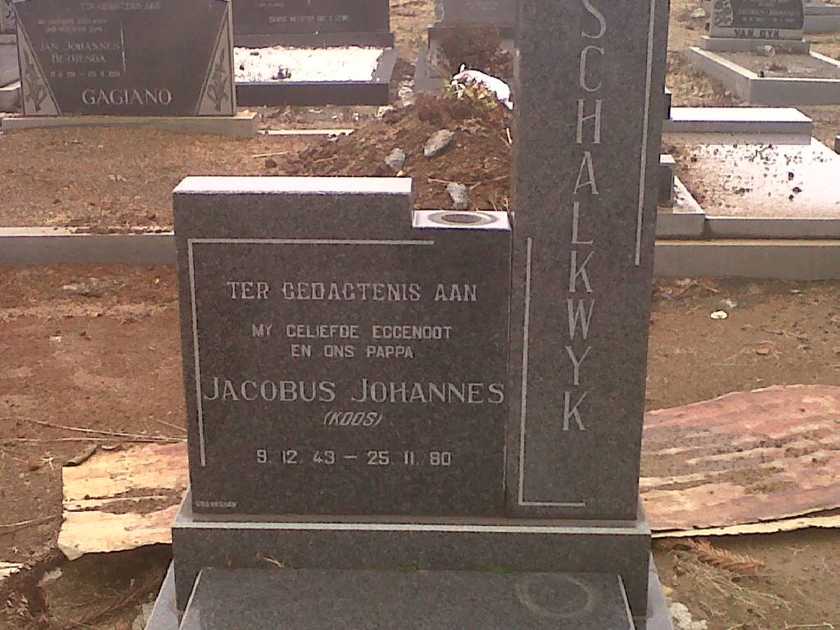 SCHALKWYK Jacobus Johannes, van 1943-1980