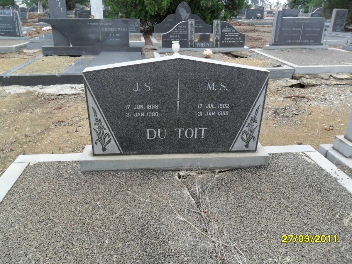 TOIT J.S., du 1898-1980 &amp; M.S. 1902-1990