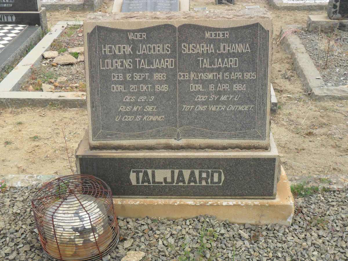 TALJAARD Hendrik Jacobus Lourens 1893-1948 &amp; Susarha Johanna KLYNSMITH 1905-1964