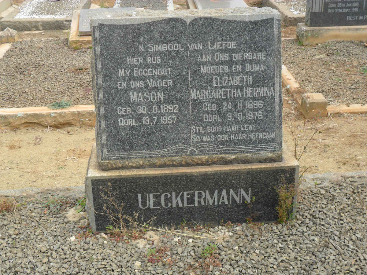 UECKERMANN Mason 1892-1957 &amp; Elizabeth Margaretha Hermina 1896-1976