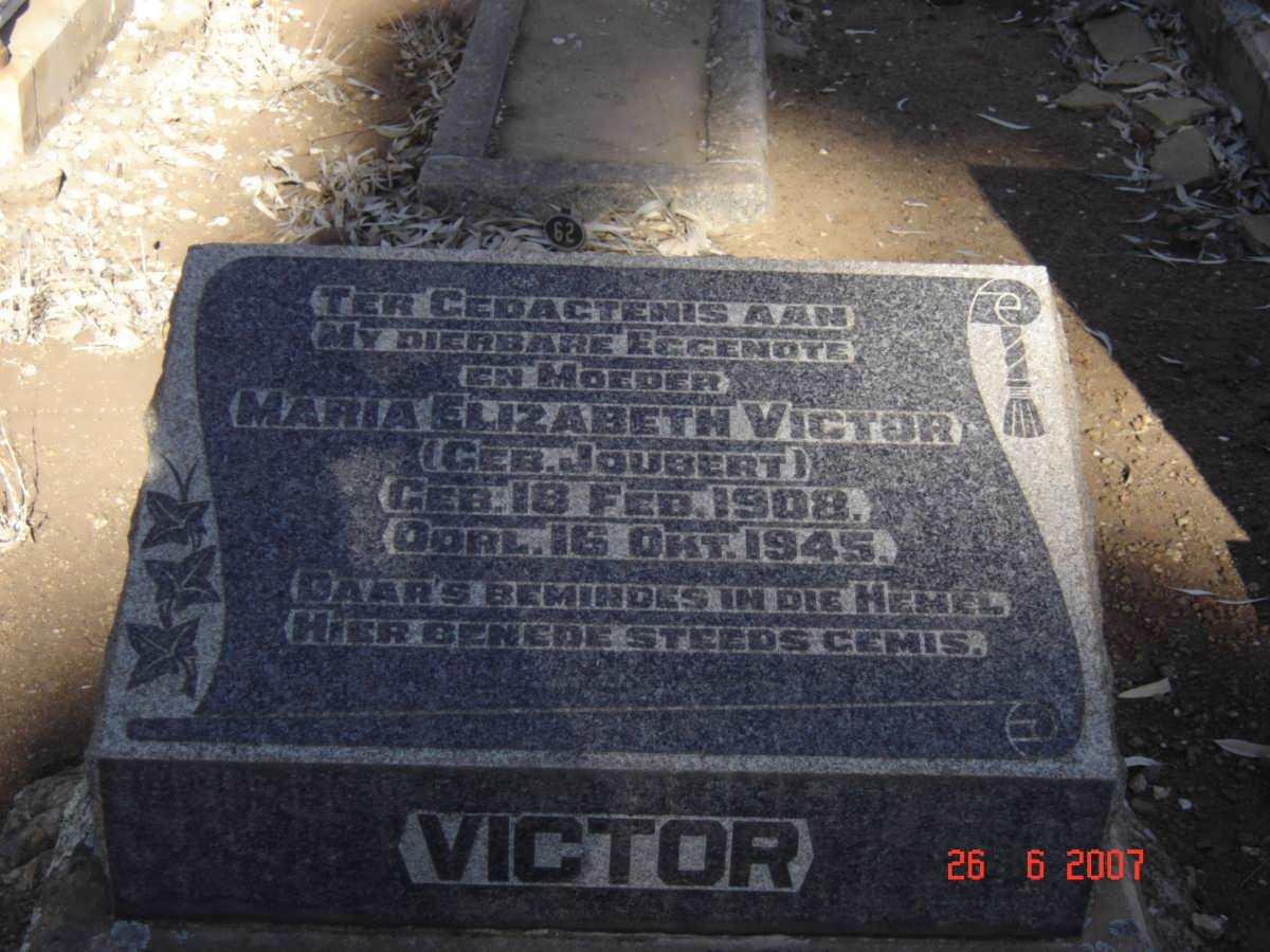 VICTOR Maria Elizabeth nee JOUBERT 1908-1945