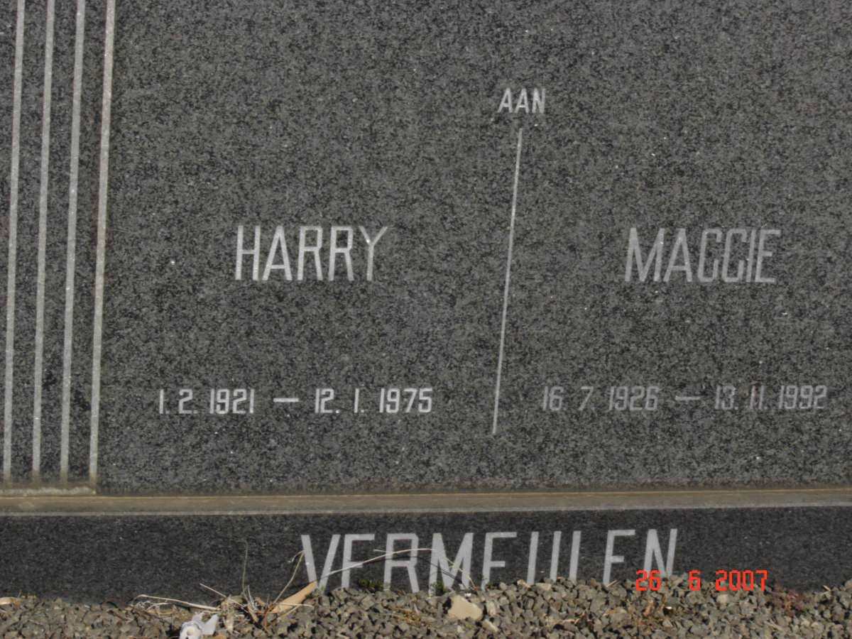 VERMEULEN Harry 1921-1975 &amp; Maggie 1926-1992