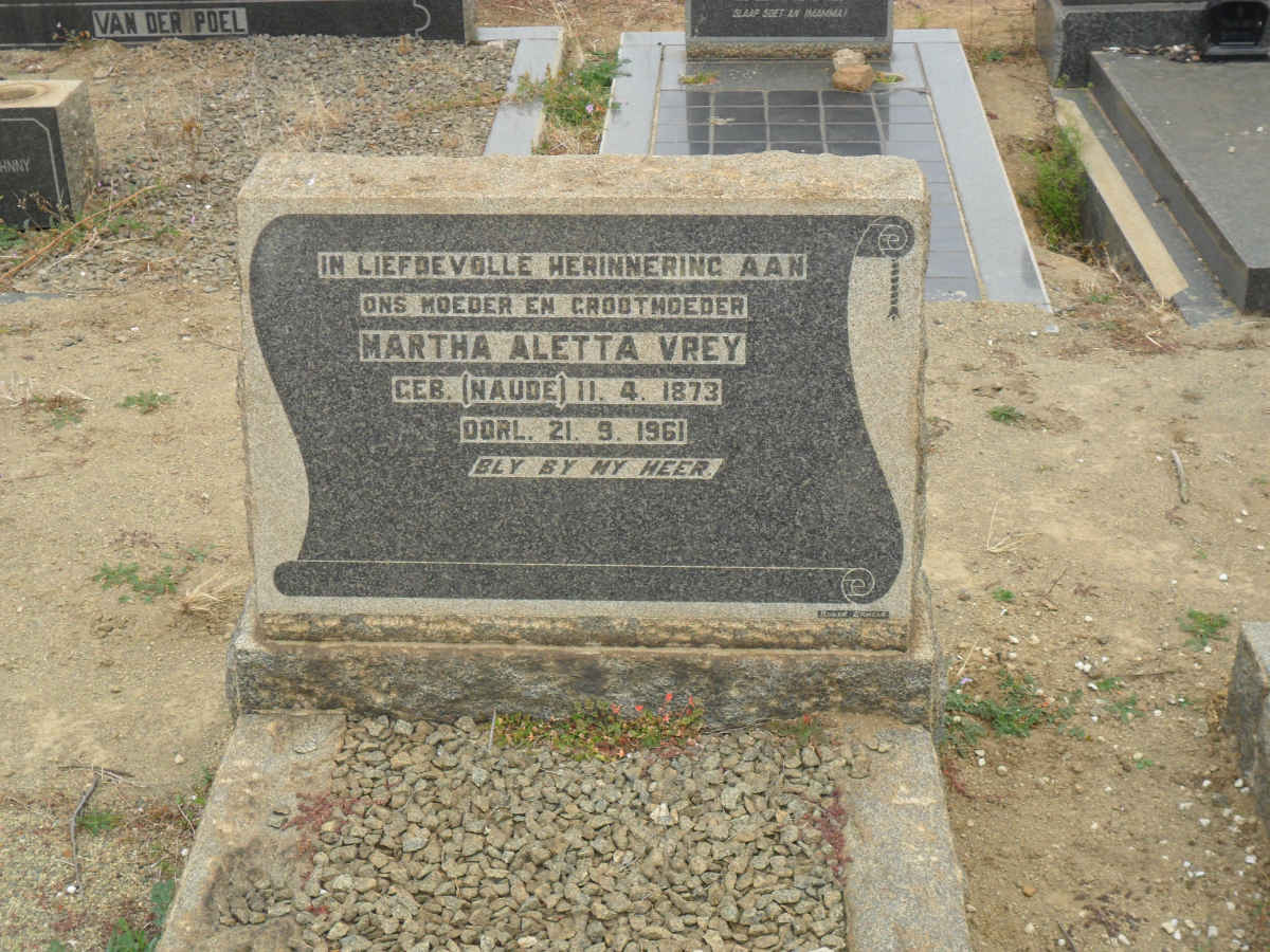 VREY Martha Aletta nee NAUDE 1873-1961