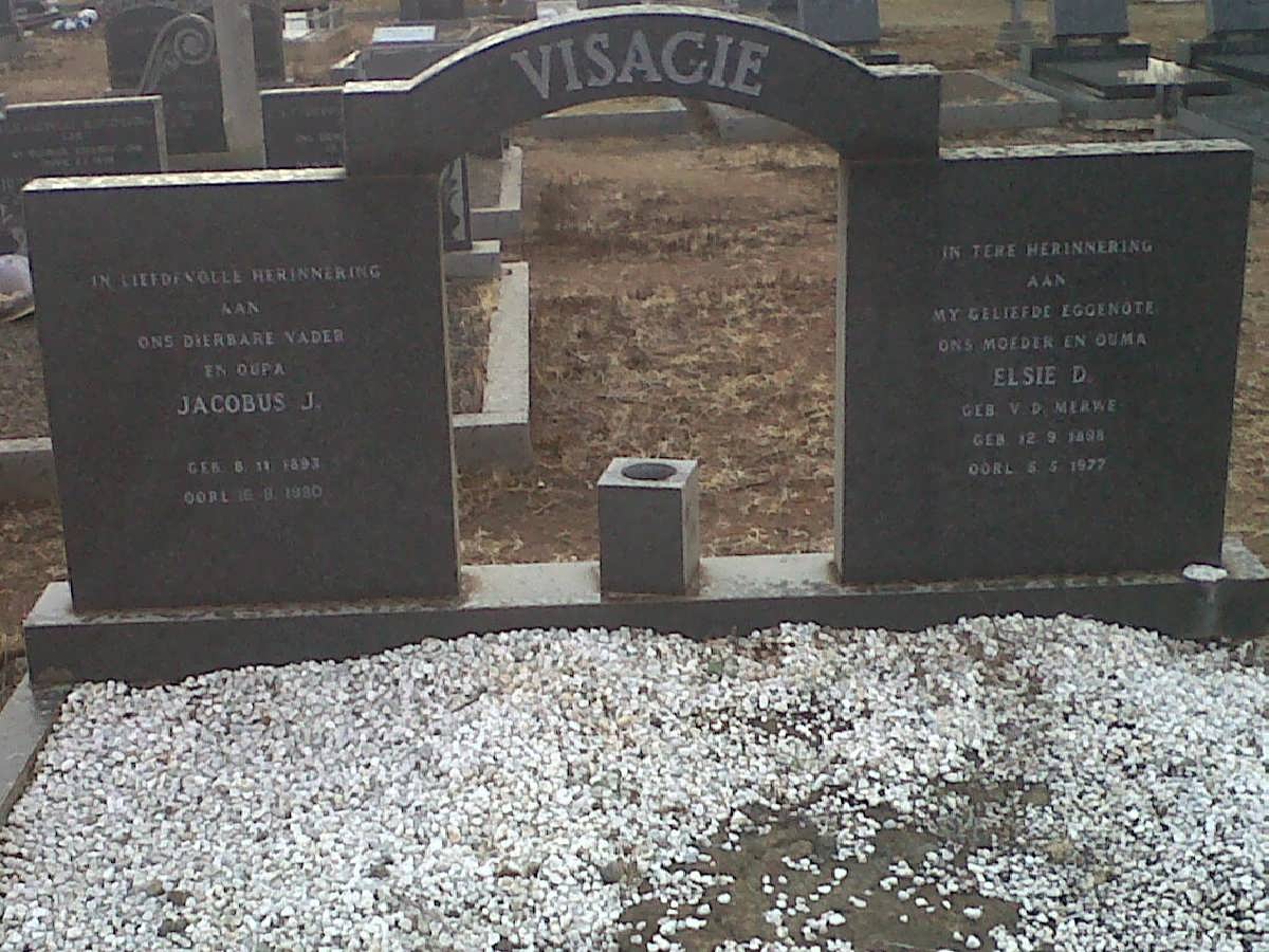 VISAGIE Jacobus J. 1893-1980 &amp; Elsie D. V.D. MERWE 1908-1977