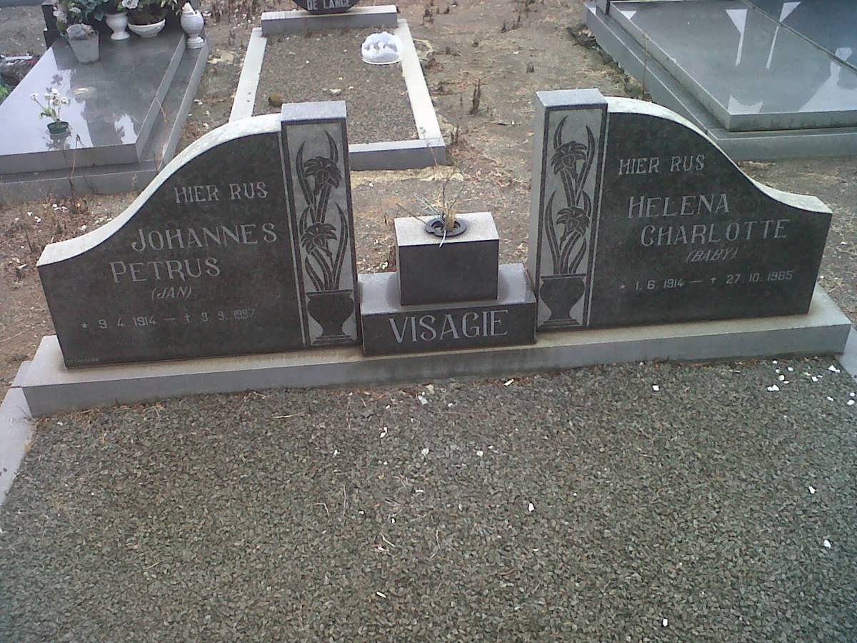VISAGIE Johannes Petrus 1814-1997 &amp; Helena Charlotte 1914-1985