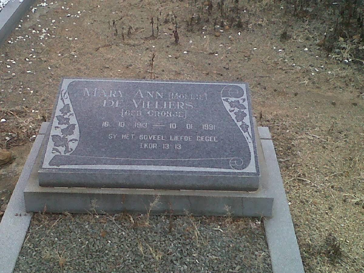 VILLIERS Mary Ann, de nee CRONJE 1913-1991