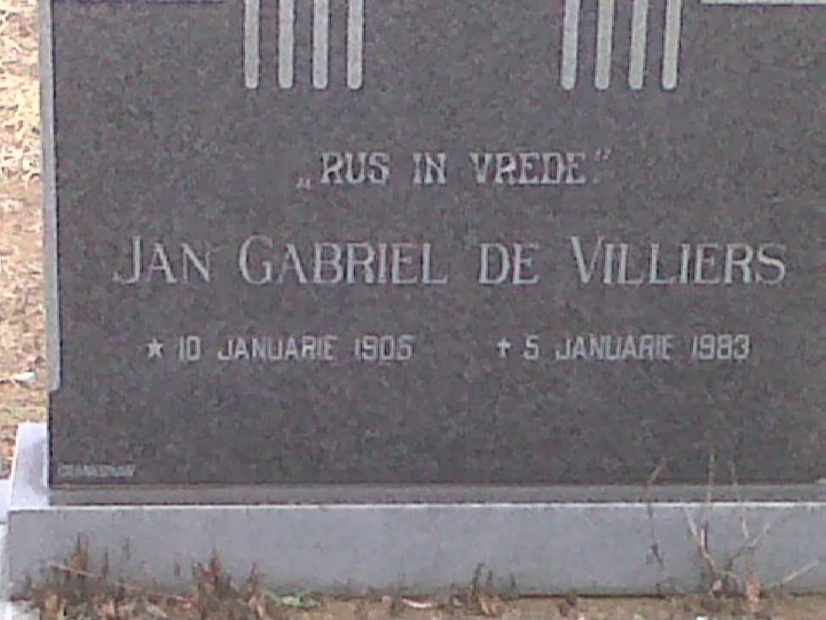 VILLIERS Jan Gabriel, de 1905-1983