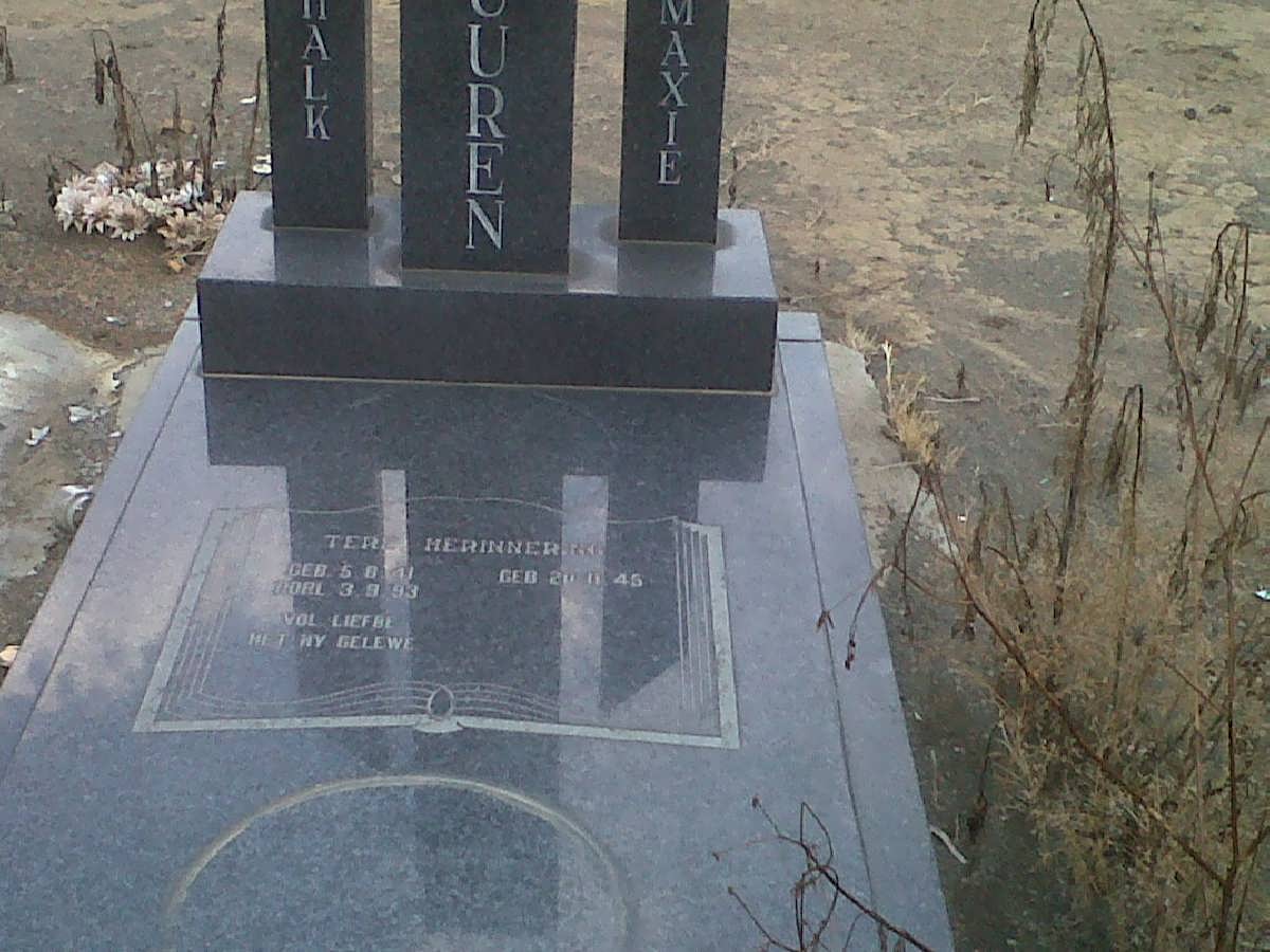 VUUREN Schalk, van 1941-1993 &amp; Maxie 1945-