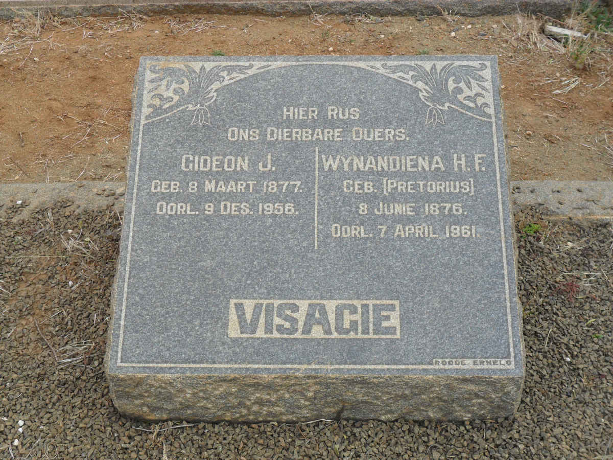 VISAGIE Gideon J. 1877-1956 &amp; Wynandiena H.F. PRETORIUS 1876-1961