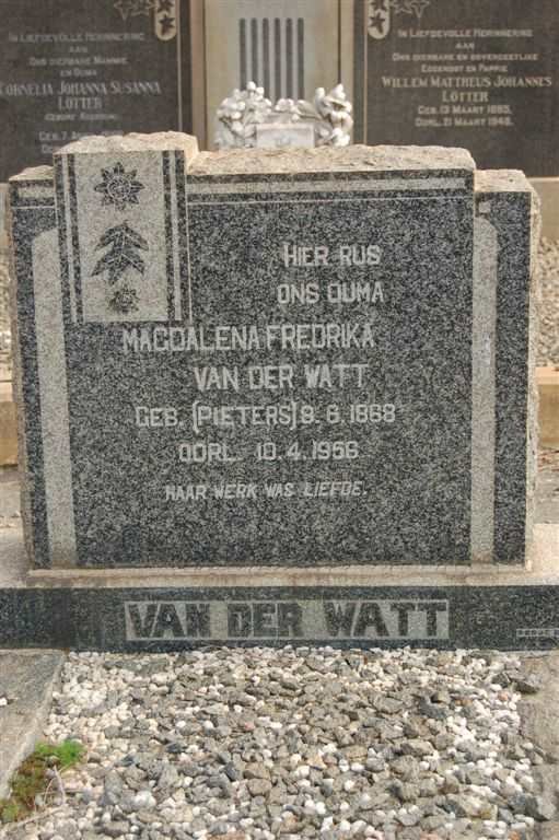 WATT Magdalena Fredrika, van der nee PIETERS 1868-1956