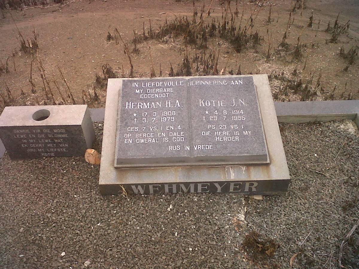 WEHMEYER H.A. 1908-1979 &amp; J.N. 1914-1995