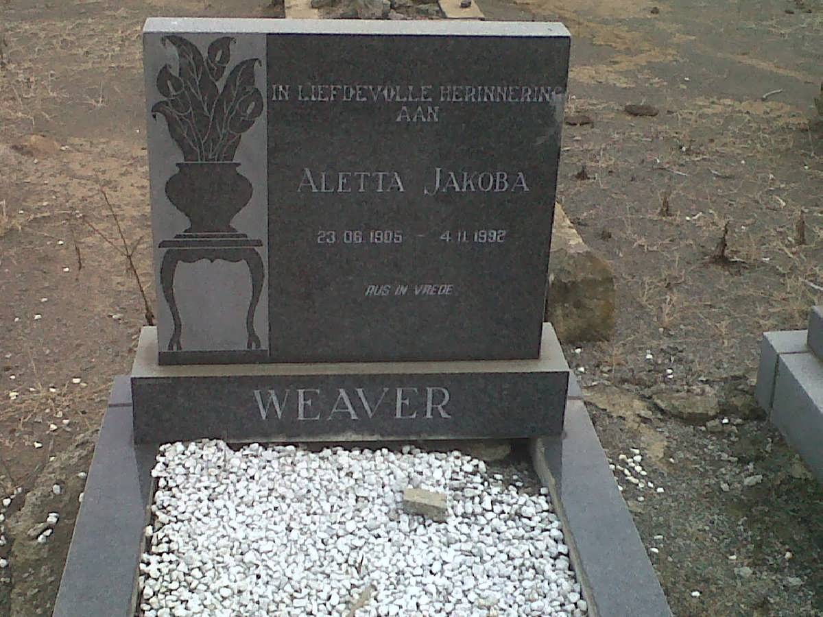 WEAVER Aletta Jakoba 1905-1992