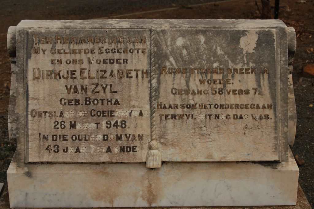 ZYL Dirkje Elizabeth, van nee BOTHA -1948
