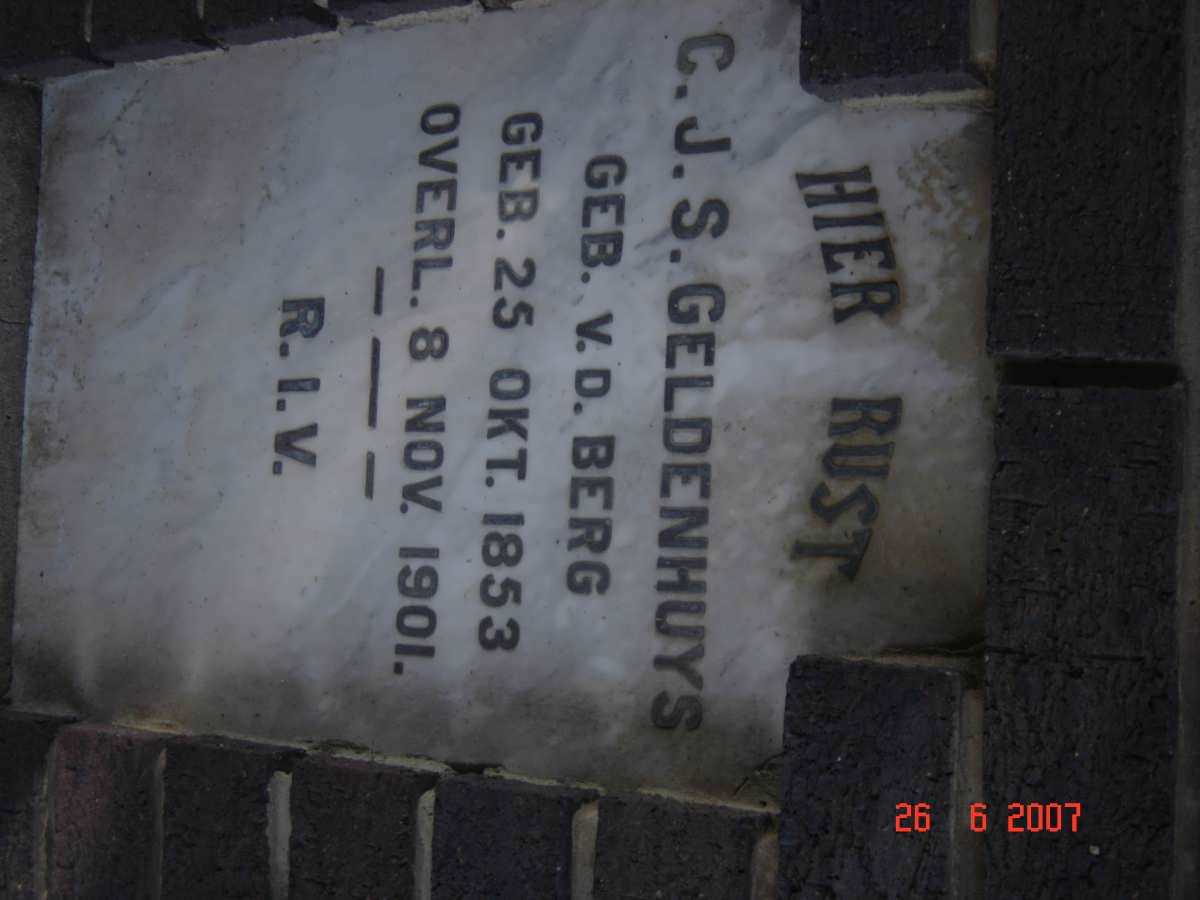 GELDENHUYS C.J.S. nee v.d. BERG 1853-1901